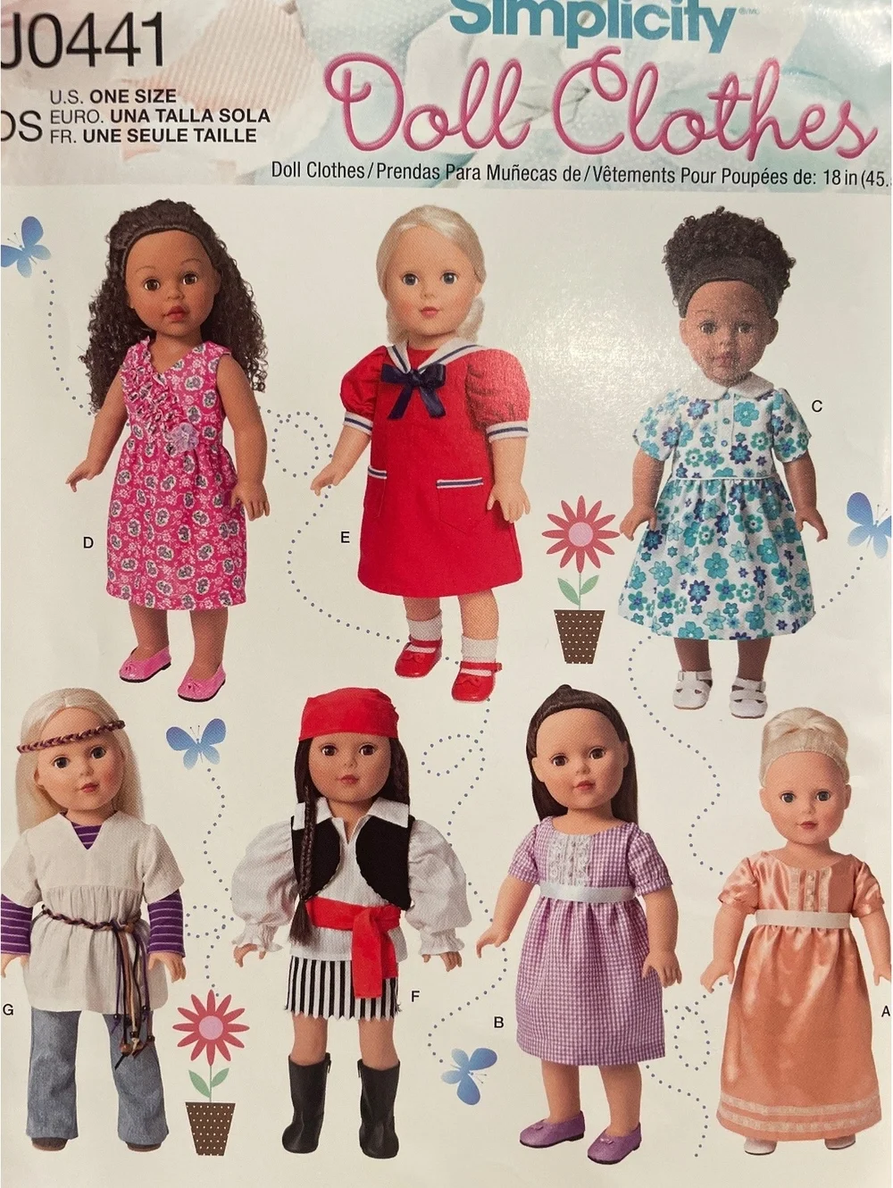 Simplicity J0441 18 In Doll Clothes Sewing Pattern American Girl 44 Pieces Uncut